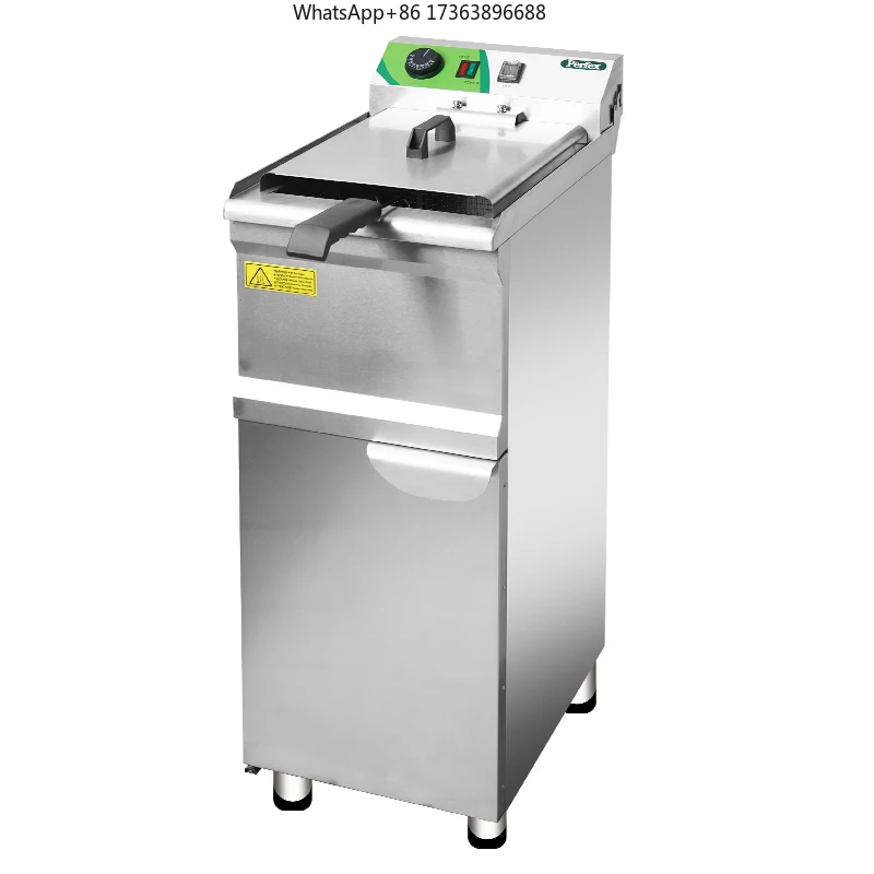 16L Single Tank Stainless Steel Electric Commercial Grade Deep Fryer 5000W  With Double Layer Heater for Restaurant