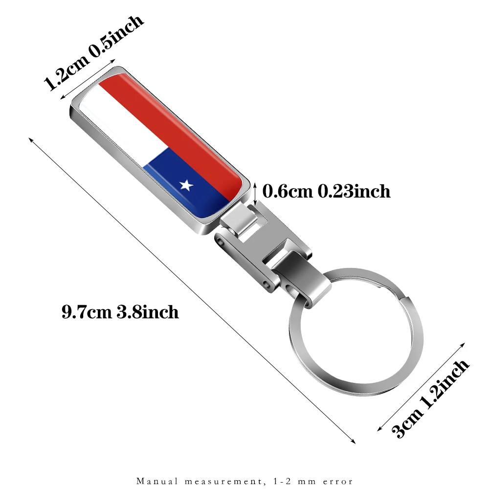 1Pcs Car Accessories Women Men Gifts 3D Metal Chile National Flag Logo Trinket Keychain Souvenirs Key Rings Backpack Pendants