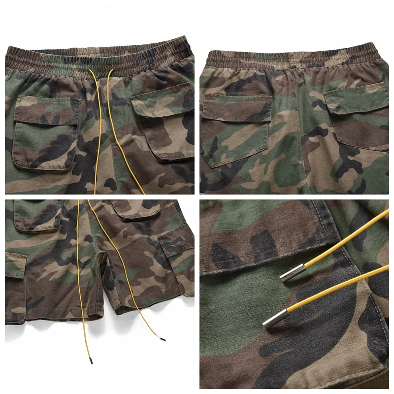 Vintage Camouflage Cargo Shorts Mens Three-dimensional Tailoring Pocket Oversized Cargo Shorts Hip Hop Streetwear Casual Short