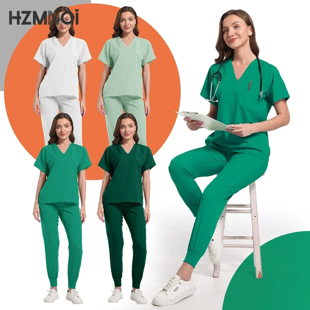 Classic New Nurse Dress Set Male and Female Nurse Accessories Medical Uniform Surgical Dental Clinical Top Pants Lab Workclothes image 2