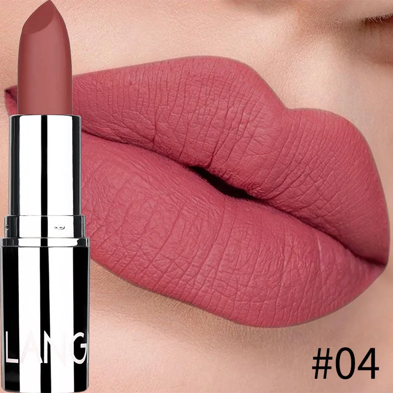 Lápiz labial mate desnudo resistente al agua de larga duración, barra de labios antiadherente, no se decolora, Sexy, rojo, rosa, terciopelo, Cosméticos de maquillaje