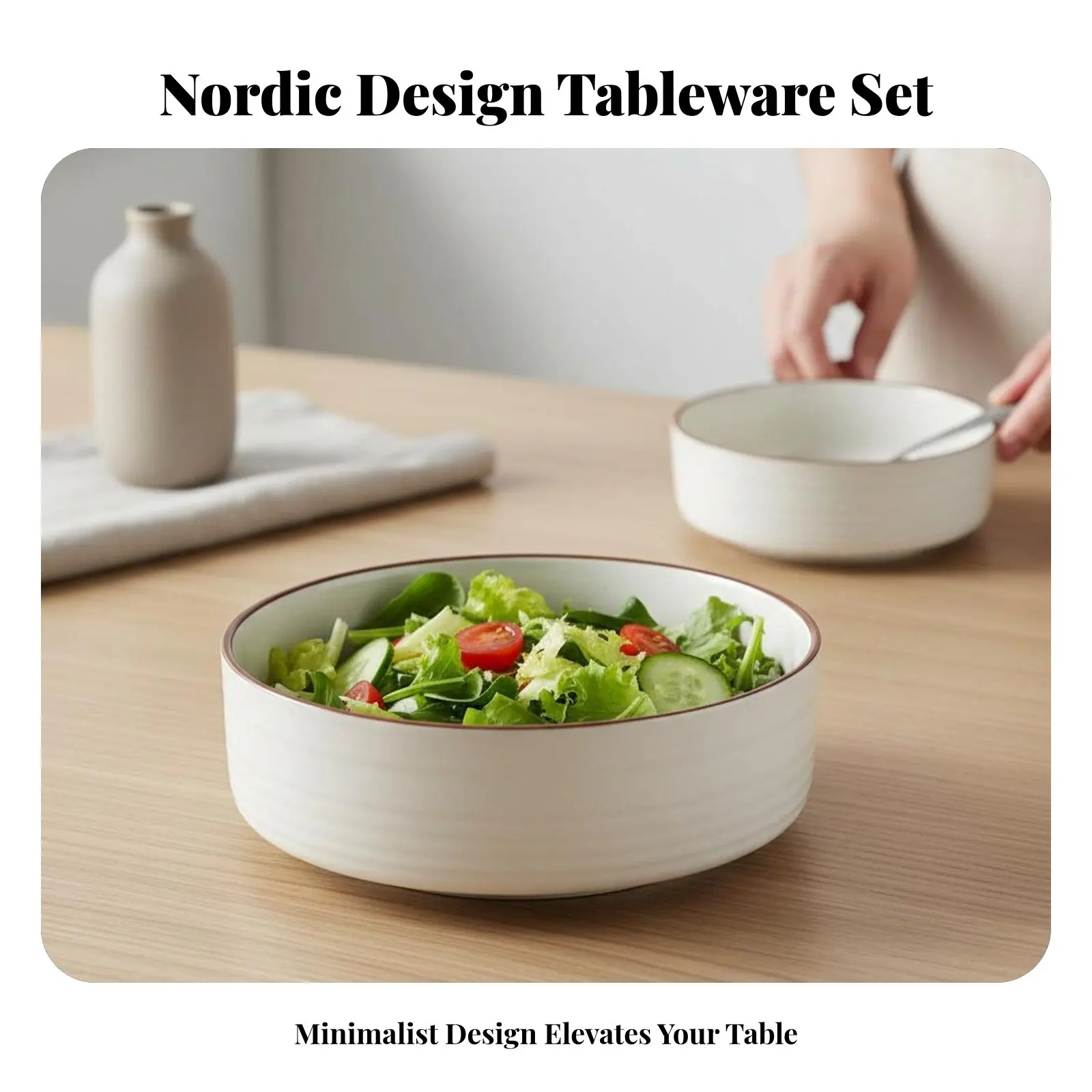 Ceramic Dinnerware Set, Nordic Minimalist Style, Bowl and Plate Set, Large Capacity, Multiple Designs, For Adults view 3