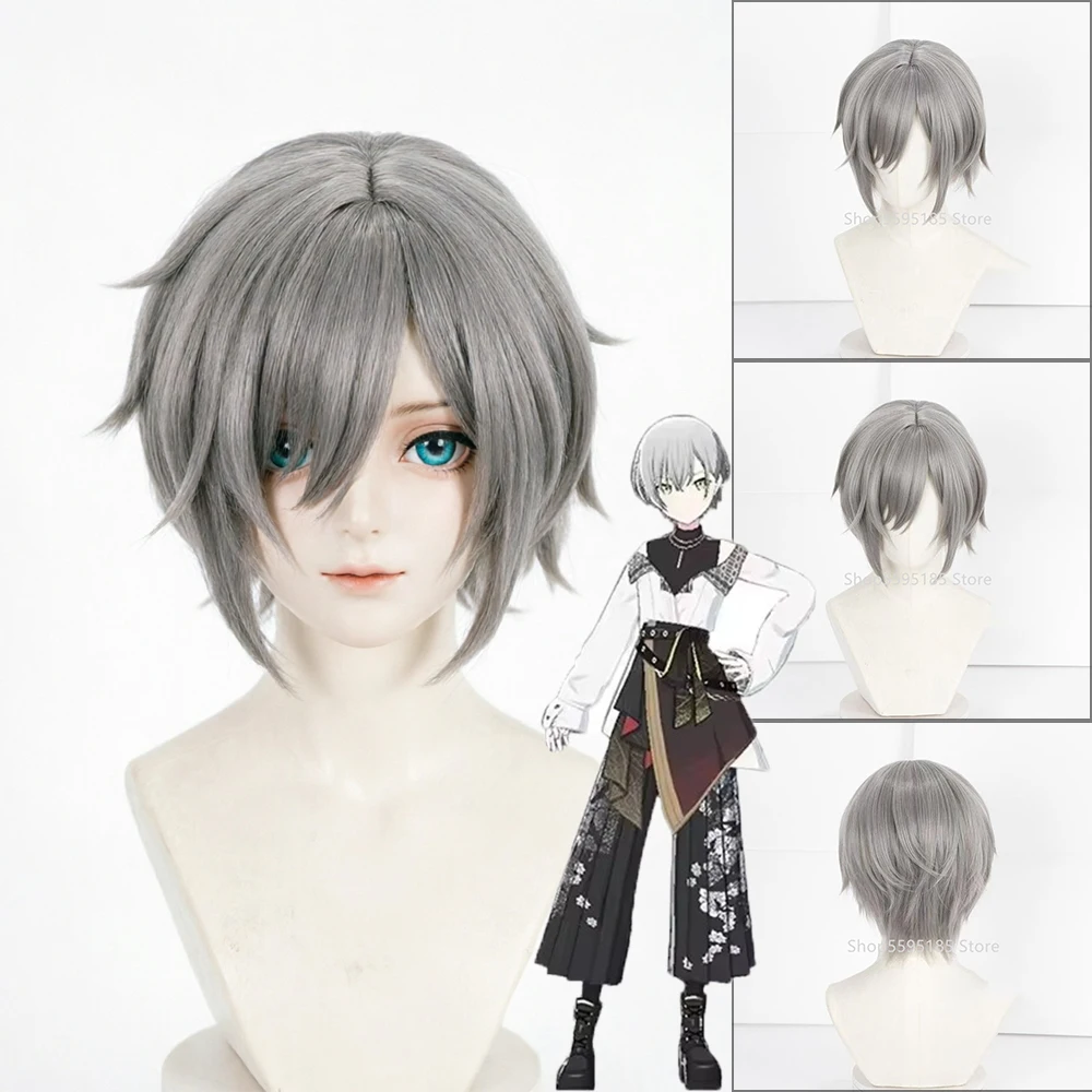 

Hinomori Shiho Cosplay Wig Short Grey Heat Resistant Synthetic Halloween Party Role Play Anime Wig