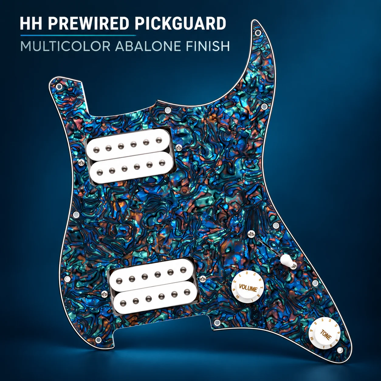 HH Prewired Pickguard Assembly for ST/SQ Style Electric Guitar Dual Humbucker 1V1T 3-Way Switch Multicolor Abalone