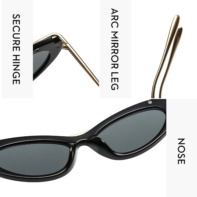 Mode Kleine Cat Eye Sonnenbrille Frauen 2025, Luxus Marke Punk Metall Rahmen Sonnenbrille Vintage Sexy UV400 Reisen Brillen 310404 – Detail 4