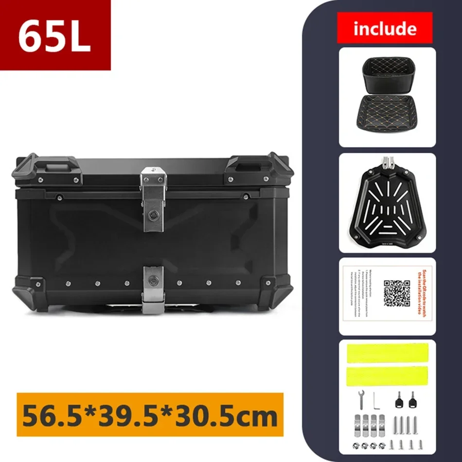 65L Large Capacity Motorcycle Tail Box Motorcycle Aluminum Top Box Universal Rear Trunk Motorcycle Travel Luggage Storage Case