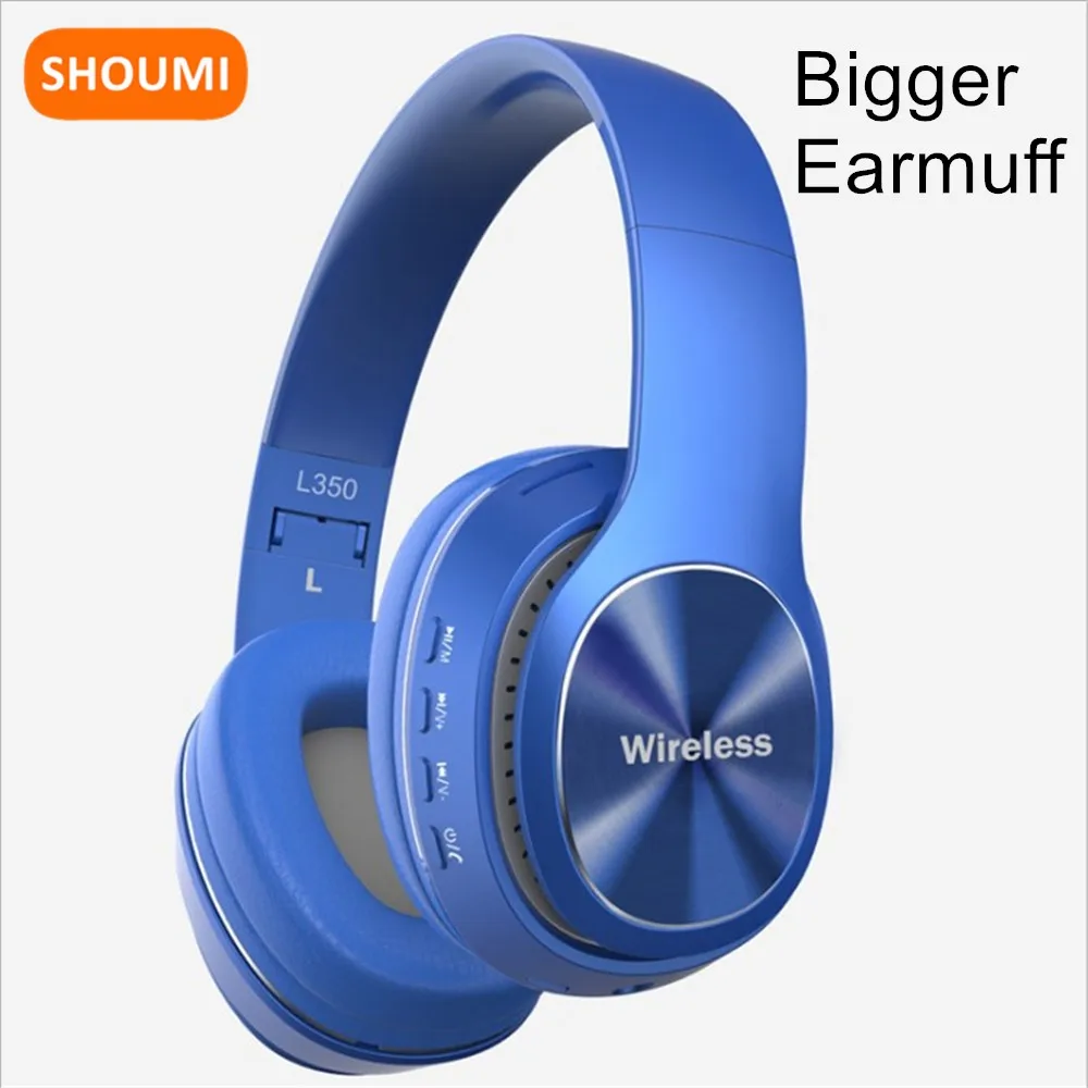 سماعة أذن بلوتوث من Shoumi، غطاء أذن أكبر، سماعة رأس لاسلكية حقيقية قابلة للطي، حزمة كاملة من خوذة الأذن مع ميكروفون