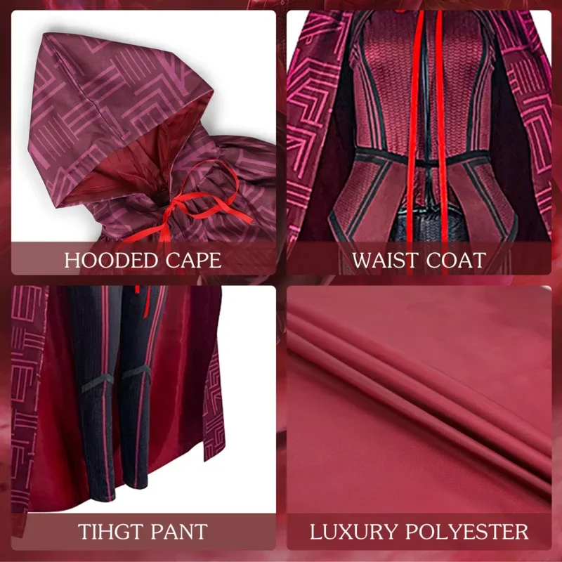 Cafele واندا فيجن القرمزي الساحرة تأثيري للنساء كرنفال البدلة قناع مخصص هالوين زي جودة عالية MN1