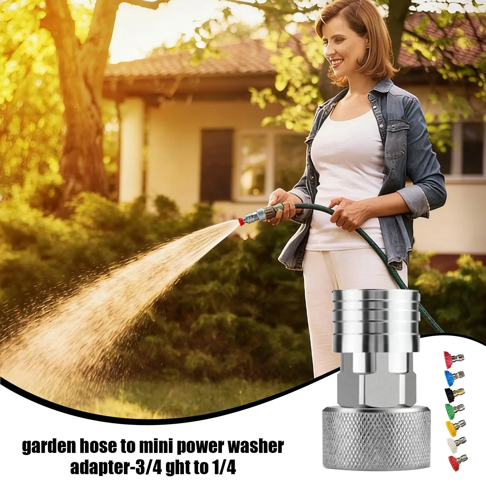 

Насадка для садового шланга высокого давления 7-в-1 из нержавеющей стали, регулируемая насадка-распылитель для полива сада, газона, двора