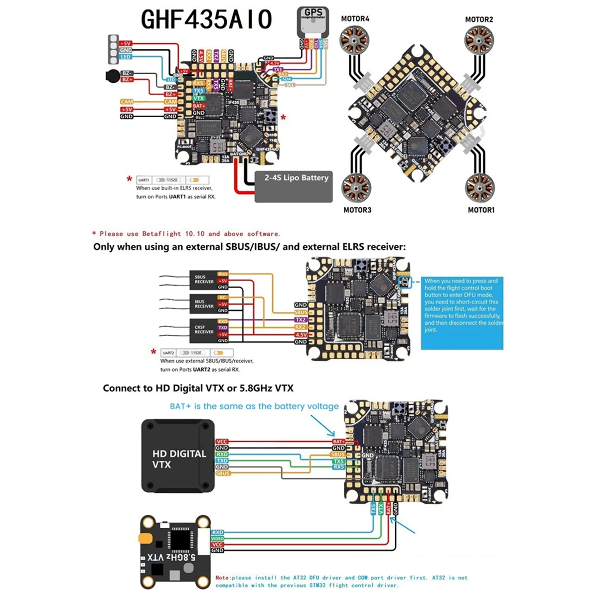 N33R_GHF435AIO Контроллер полета дрона для RC FPV дронов B