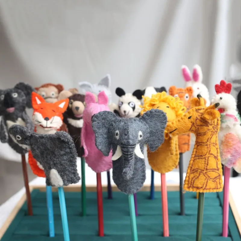 Animali feltro burattini da dito giocattoli silenziosi Woodland Farm Animal Wool Felt Finger Puppet Set regalo di natale bambini giocattoli Montessori