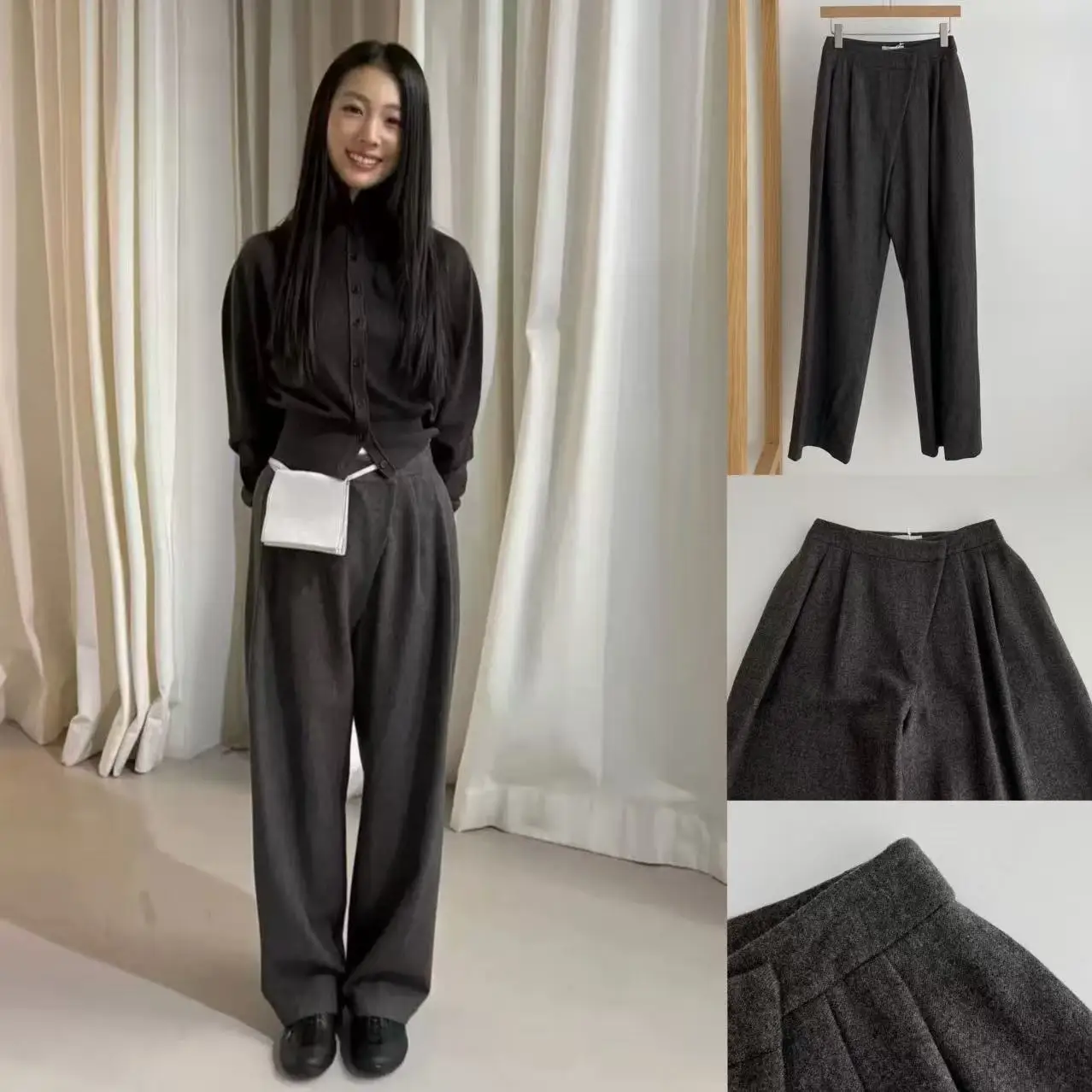Ele عادية الصوفية مستقيم الساق مطوي دعوى السراويل التخسيس السراويل تخفيف Sle السراويل الطويلة لسيدة شتاء 2025 #1