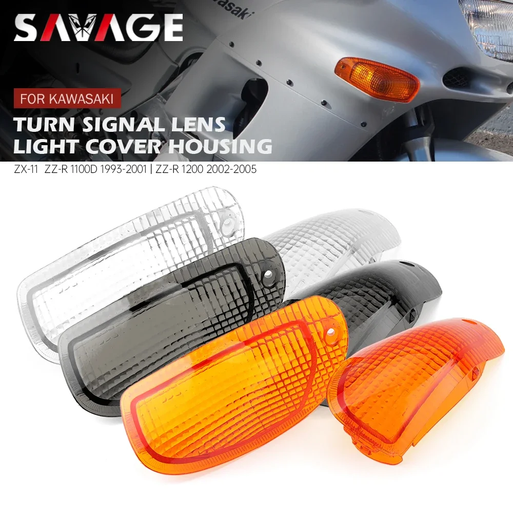 Front Turn Signal Light Lens For KAWASAKI ZZR 1100 D ZX-11 NINJA 1993-2001 ZZR1200 02-05 Motorcycle ZZR1100D Flashing Lamp Cover