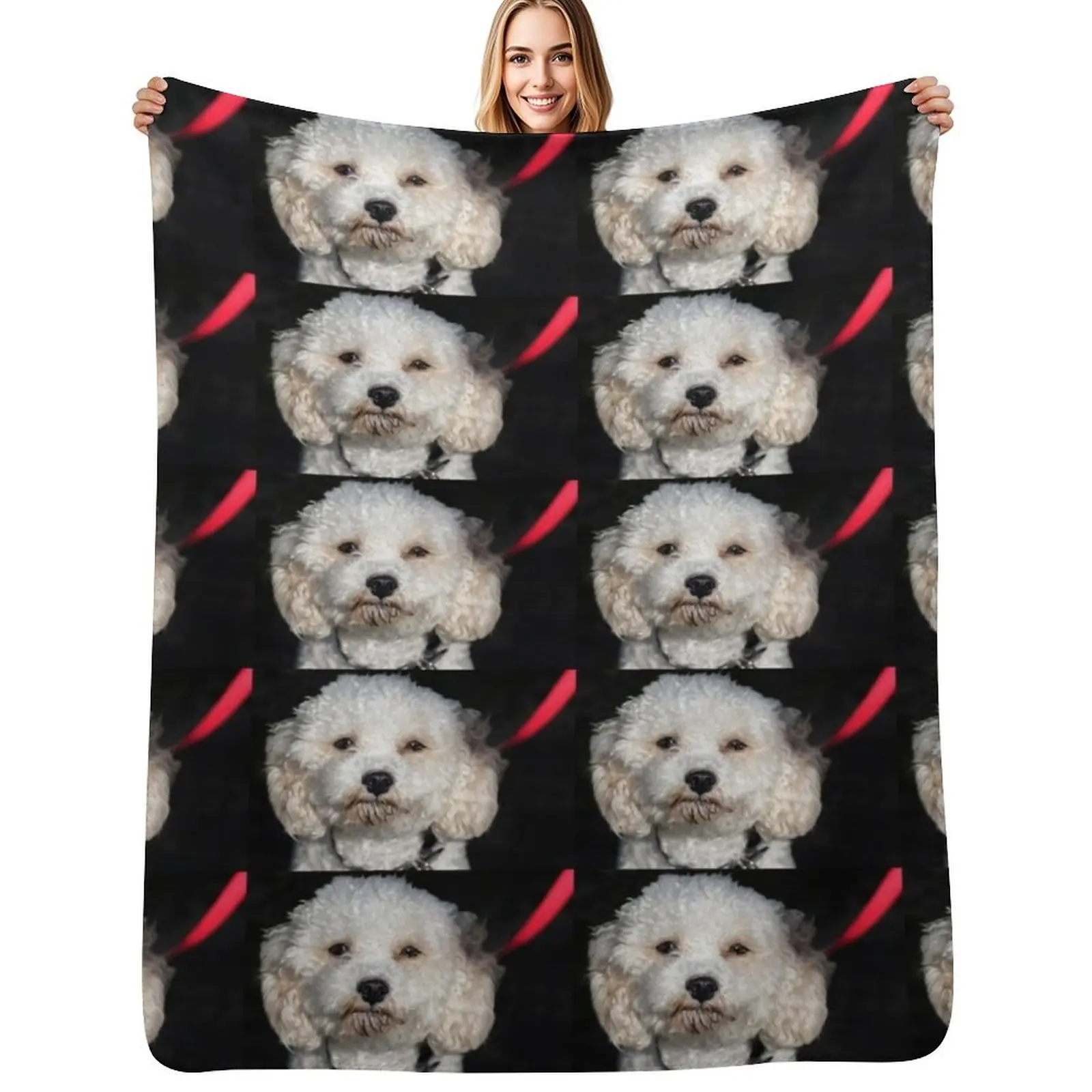 Cavachon. Throw Blanket Faux Fur Soft Warm Blanket for Bed