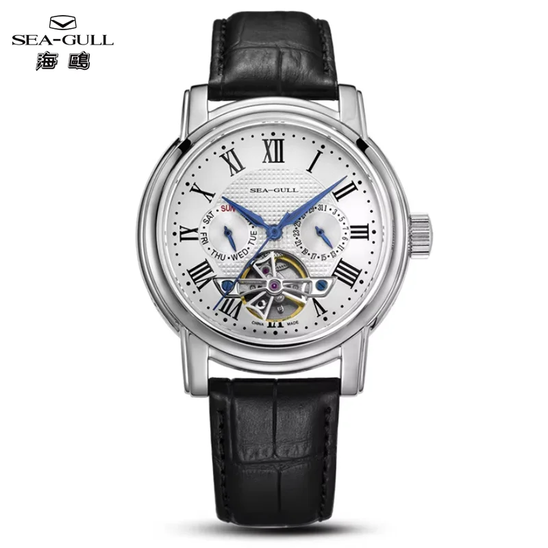 2026 New Seagull Men\'s Watch Automatic Mechanical Wristwatch Multi-Function Hollow Flywheel Business Simple Watch D819.622