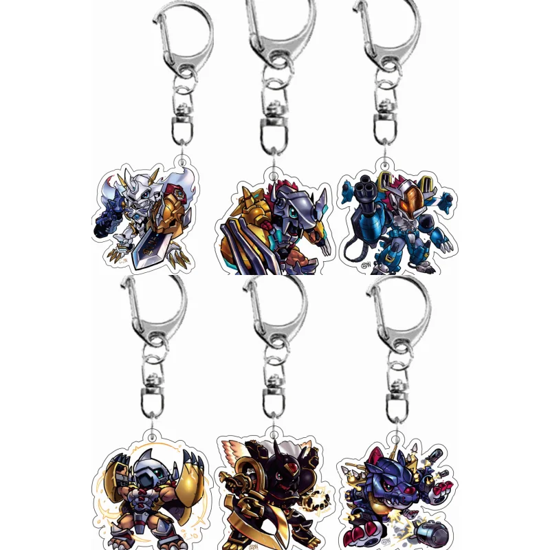 Digimon Adventure Dukemon Omegamon Metalgreymon Metalgarurumon Shinegreymon Anime Pendant Acrylic Keychain Self-Made Toy Gift
