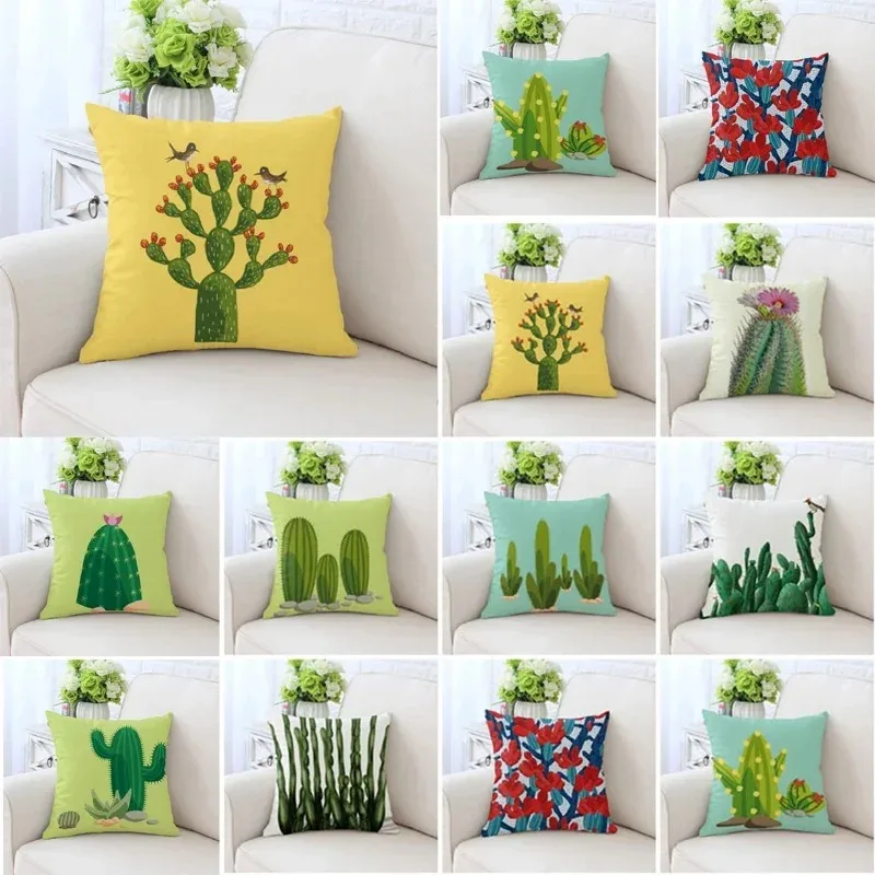 Cartoon Desert Cactus Decorative Pillowcase Car Ornaments Living Room Office Home Pillowcase