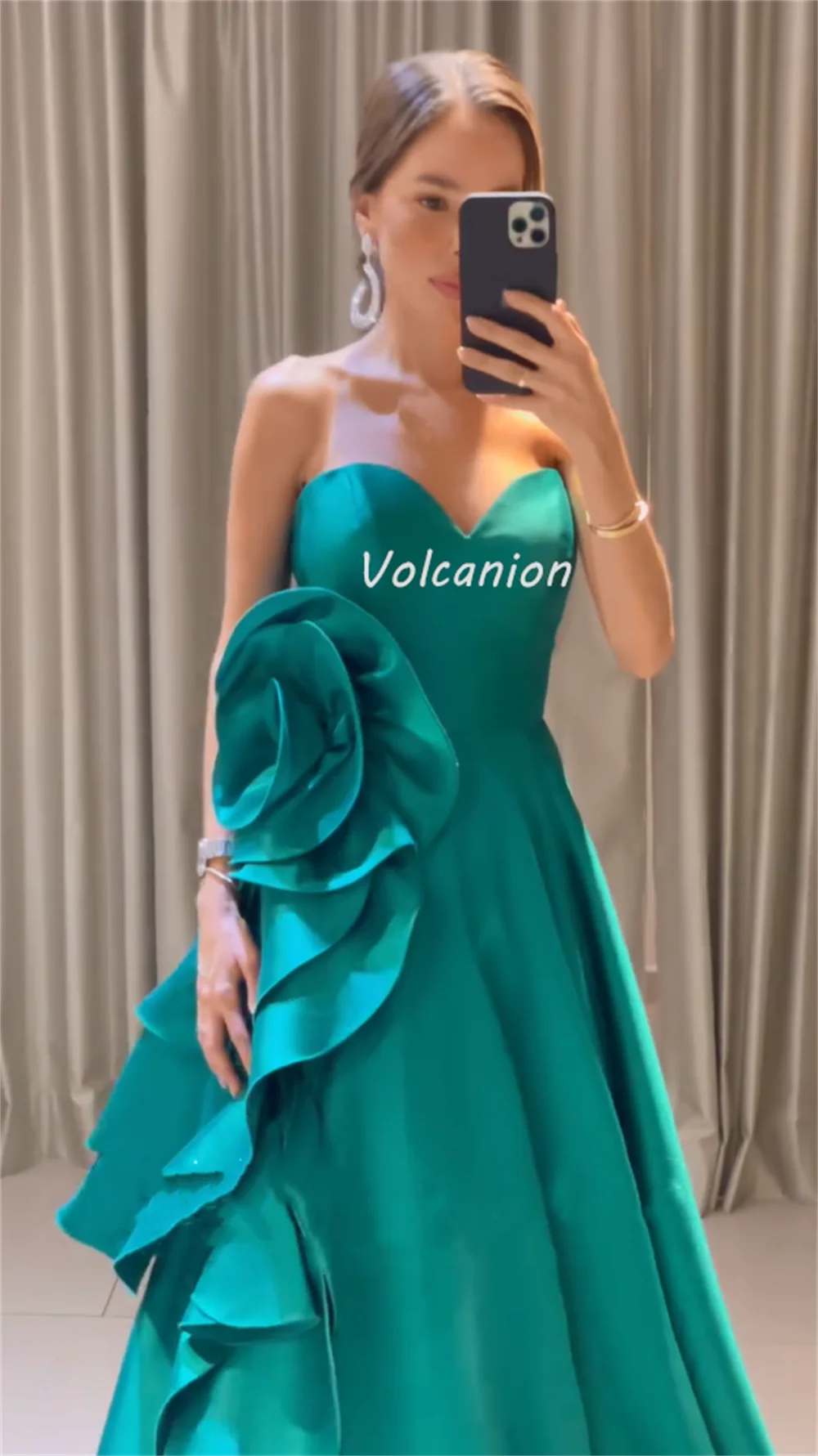 カスタマイズされたマッチング絶妙なシャルムーズドレープ手作りフラワーボールガウン恋人ロングドレスオーダーメイドオケージョンドレスフォーマル