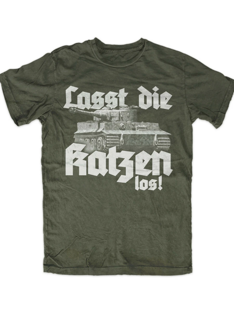 German tiger tank printed cotton O-neck short sleeve T-shirt in summer