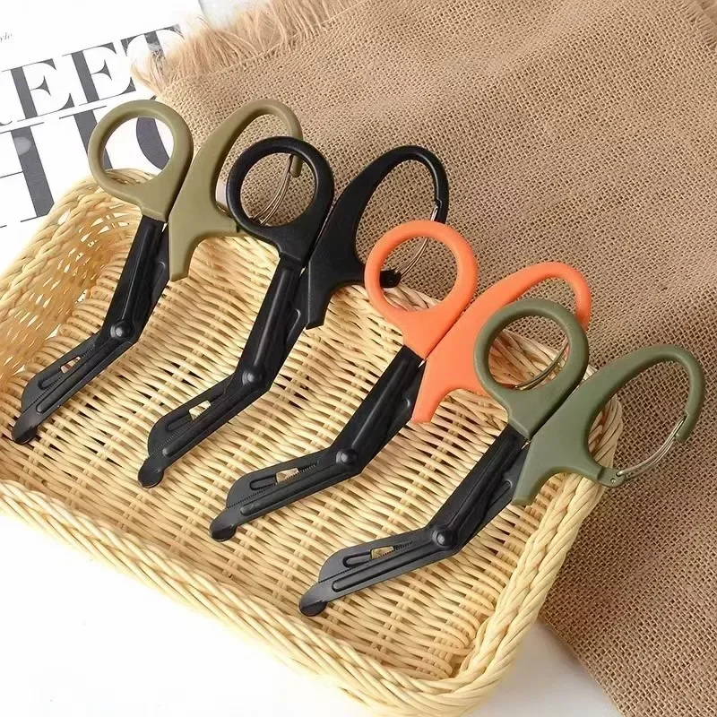 19CM stainless steel gauze elbow with buckle canvas scissors, outdoor portable EMT bandage tape scissors