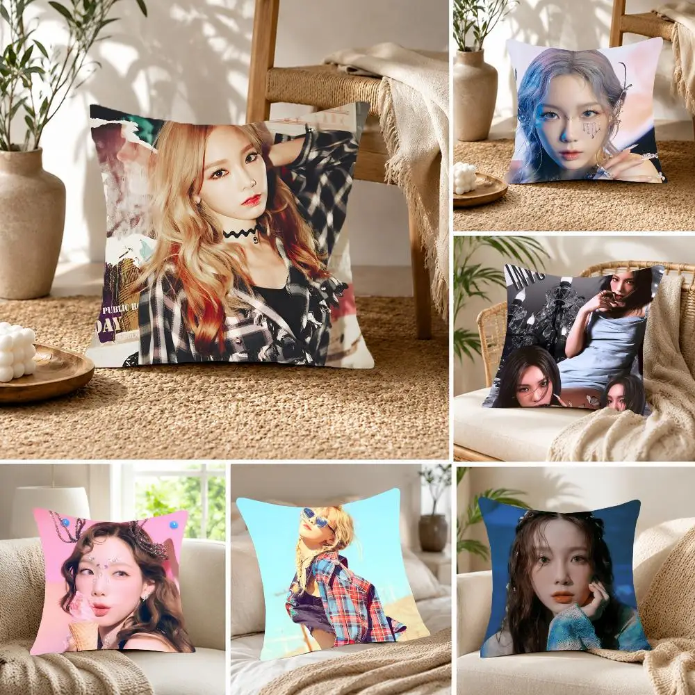Talented Kpop Idol T-Taeyeon Cushion Cover Fluffy velvet Nordic style plush Living room sofa decorative