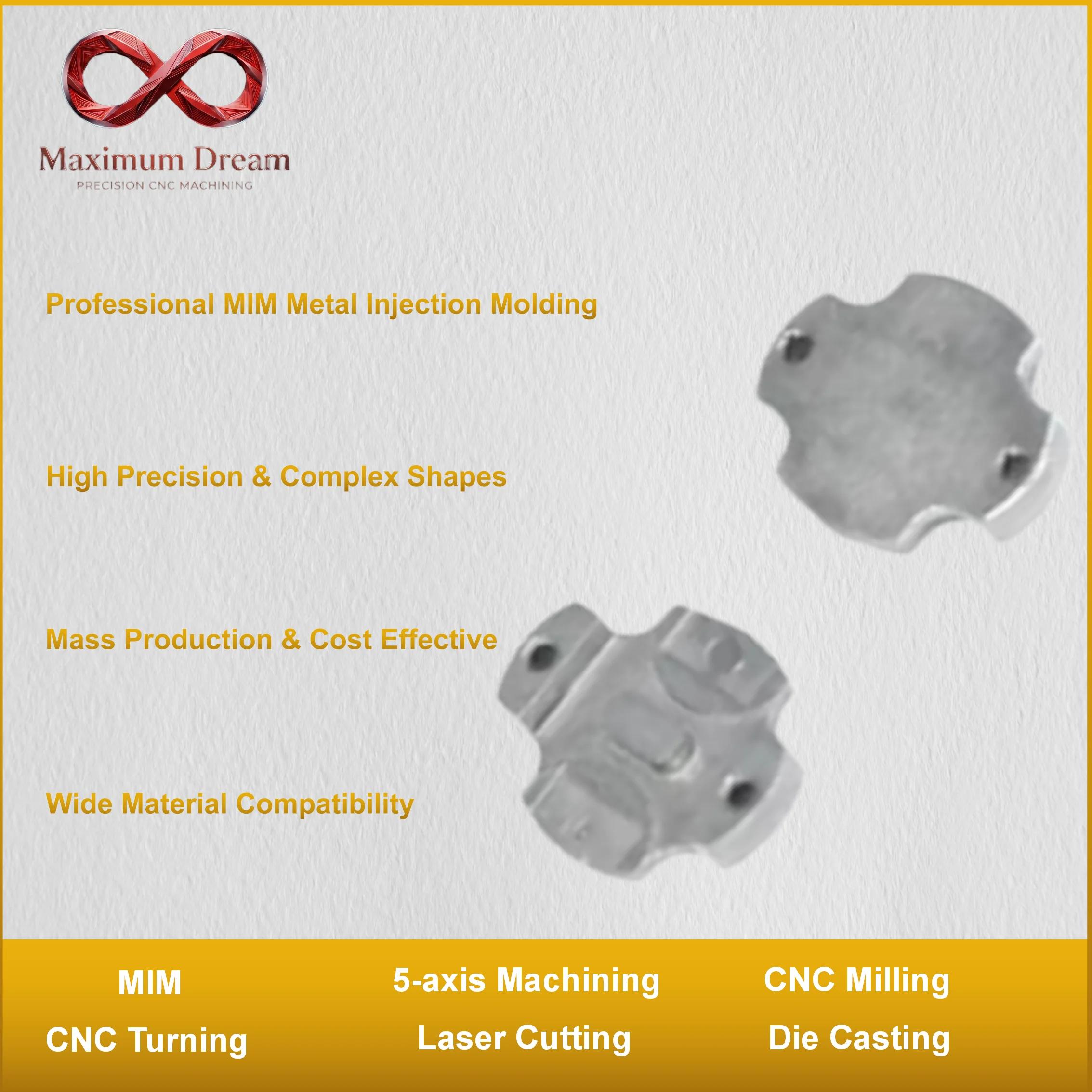 MIM Metal Injection Molding Custom Complex Shape Alloy Parts for Automotive Interior New Energy Components