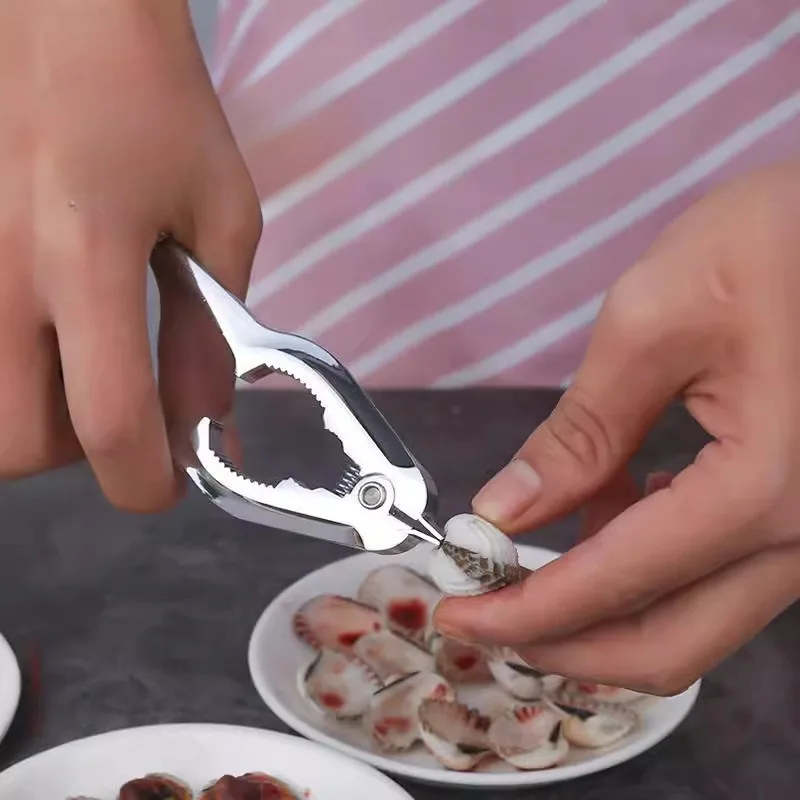 Useful Multifunctional Shell Opener Effort Saving Metal Blood Clam Shucker Thickening Handle Seafood Tools for Seafood Canteen
