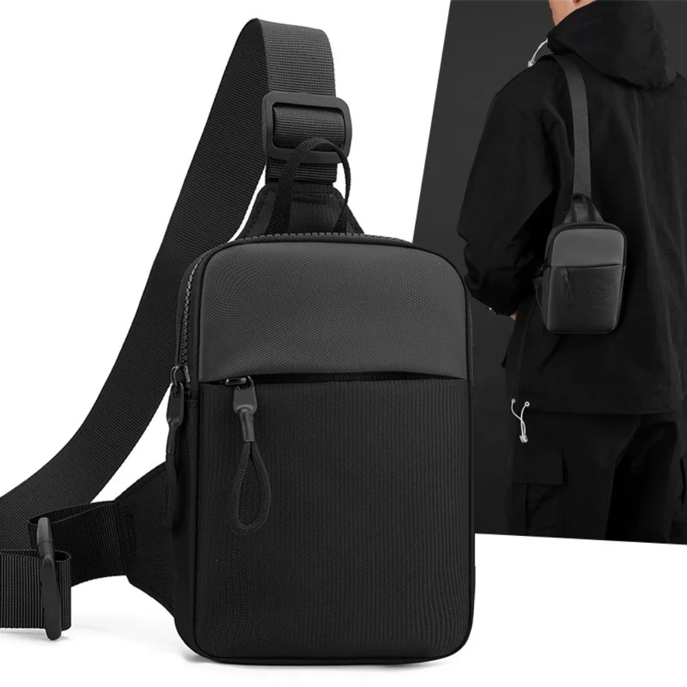 Casual Oxford Men's Chest Bag Large Capacity Black Small Sling Pack Zipper Lightweight Travel Purse