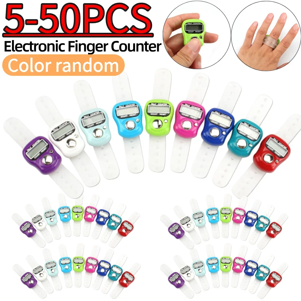 5-50PCS Reihe Tally Stitch Marker Schrittzähler Display Elektronischer Tally Zähler Elektronischer Fingerzähler Ring mit LED Digital