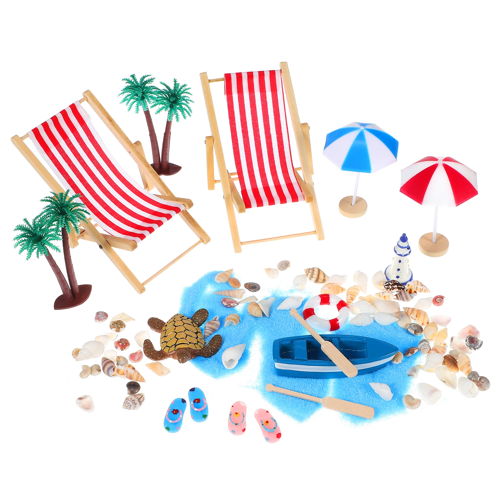 

Mini Beach Set Decorations Fine Craftsmanship Educational Tool Micro Landscape Accessories Miniature Scene Prop Beach Chair