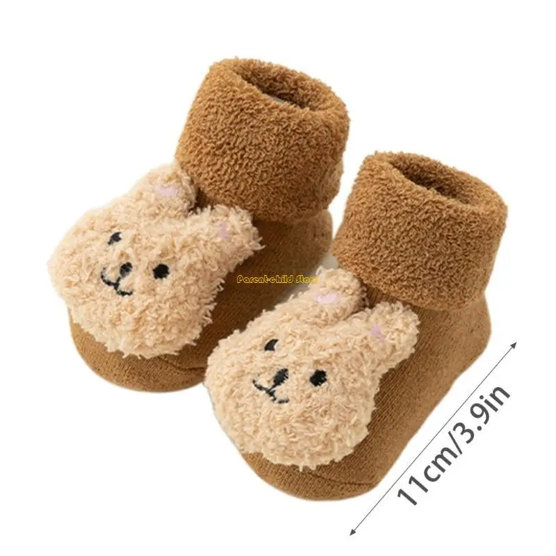 جوارب WXTD مريحة وطويلة الأمد وغير قابلة للانزلاق للأطفال الصغار بنمط الدب الكرتوني للأطفال للأولاد والبنات من أجل أطفال مريحين #6