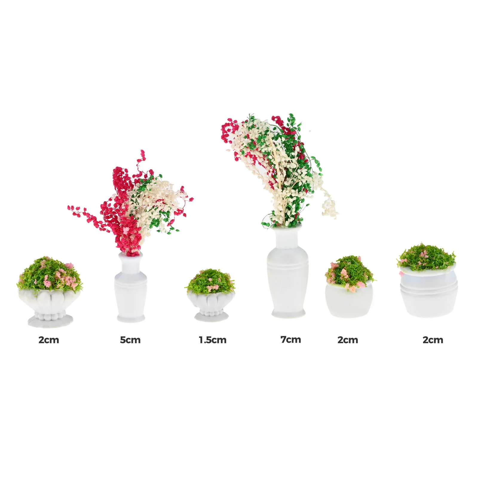 6 قطعة/المجموعة مصغرة زهرة الأواني الملونة مزيج هو O مقياس نموذج السكك الحديدية دمية Diorama المشهد حديقة ديكور 6 أنماط مختلفة