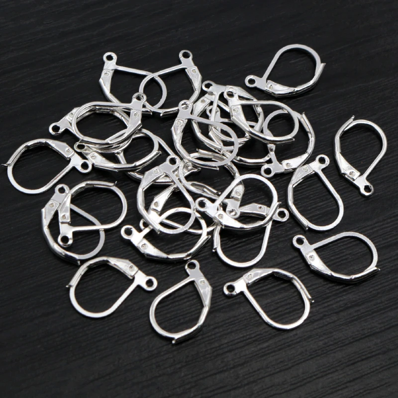 30-50 sztuk 15x10mm brąz złoto srebro Plated francuski dźwignia kolczyk haki drutu ustawienia bazy obręcze kolczyki dla DIY tworzenia biżuterii — zdjęcie 7