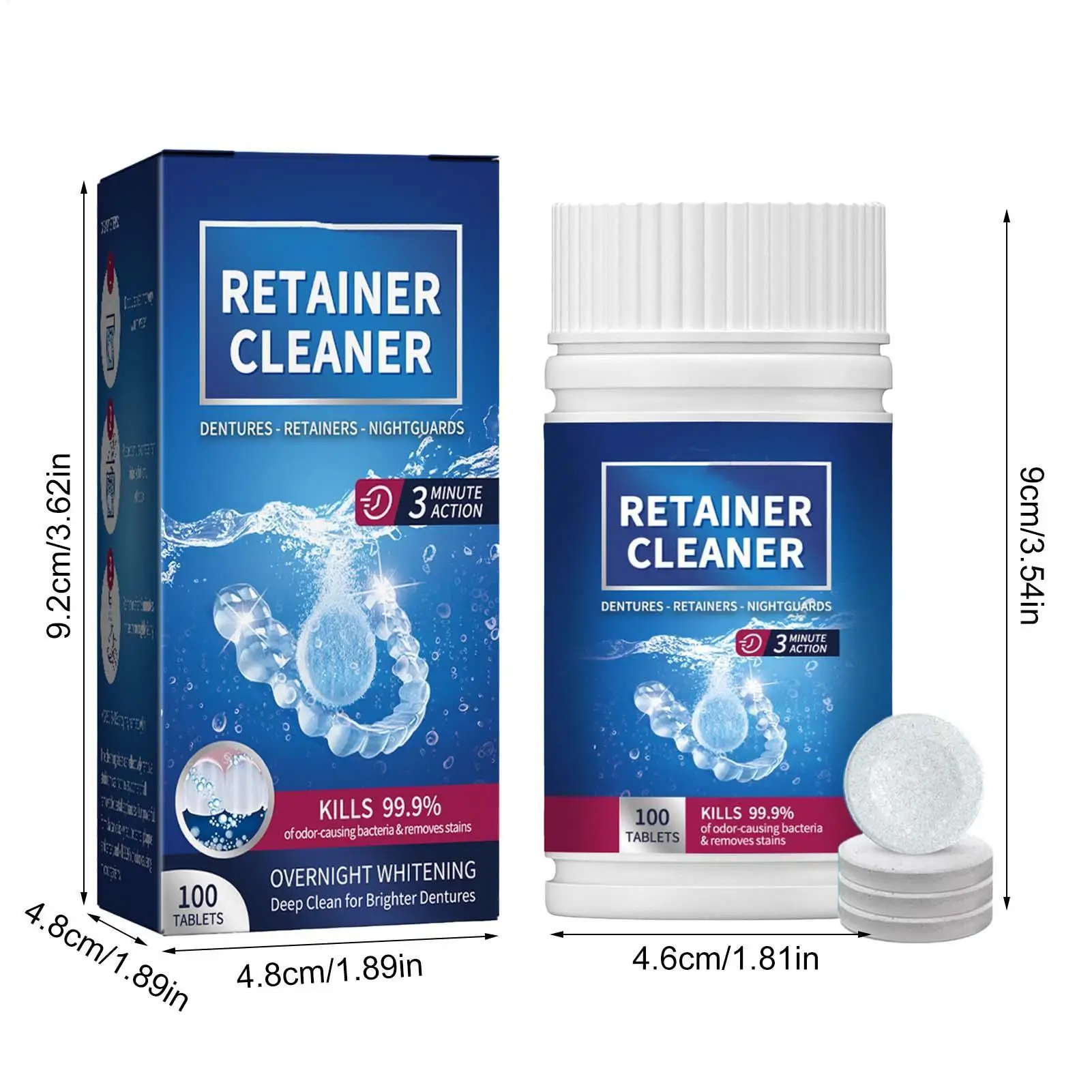 100PCS False Tooth Cleaning Tablets Denture Cleaning Tablets Removes Odor Orals Cleaning Retainer Cleaner Fresh Breath view 6