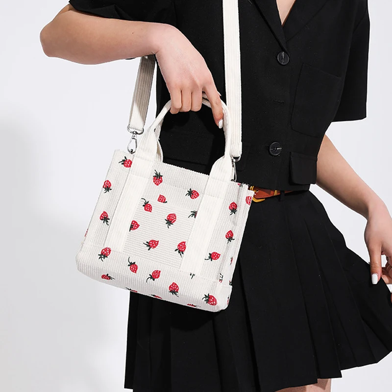 Petit sac fourre-tout à motif Harvey pour femme, sacs à main en velours côtelé doux, sacs à bandoulière initiés par l'impression décontractée, mode mignonne, 2024