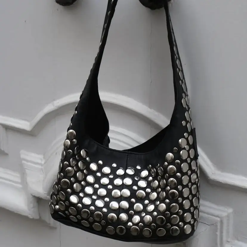 Fashionable Studded Purses, Shoulder Bag Punk Inspired, Wome's Small Shouder Purse, Vegan Leather Designer Handbags Streetwear