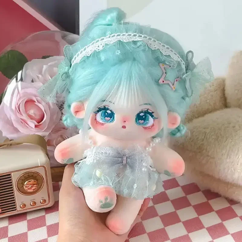 

20cm Idol Doll Anime Plush Star Dolls Cute Stuffed Customization Toys Blue Hair Big Eyes Cotton Baby Doll Plushies Toys Kid Gift