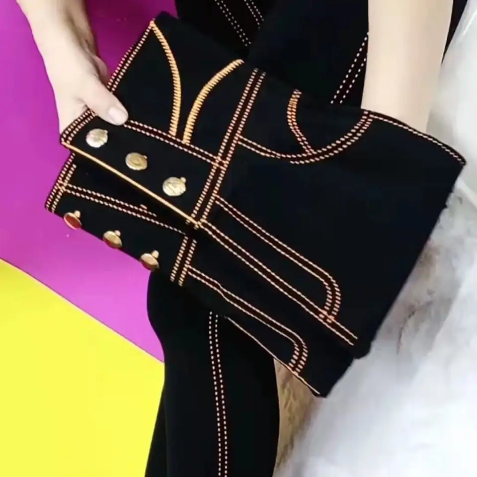 

High Waist Elastic Slimming Fake Denim Leggings Women's Outerwear Faionable Long Pants Autumn Trendy Base Layer Trousers