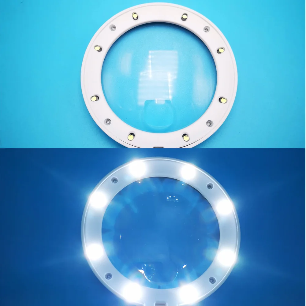 Magnifying Glass with 8 LED Lights 11X Magnifier Handheld Foldable Stand Desk Reading Lamp Repair Helping Hand Soldering