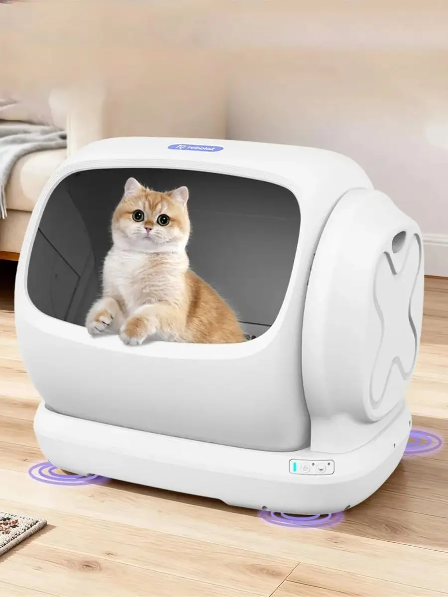 Robotail C42 106L Intelligente automatische Katzentoilette, halb offene elektrische selbstreinigende Katzentoilette, ultra-leiser Betrieb, doppellagige Silikonmatte, leicht zu reinigen