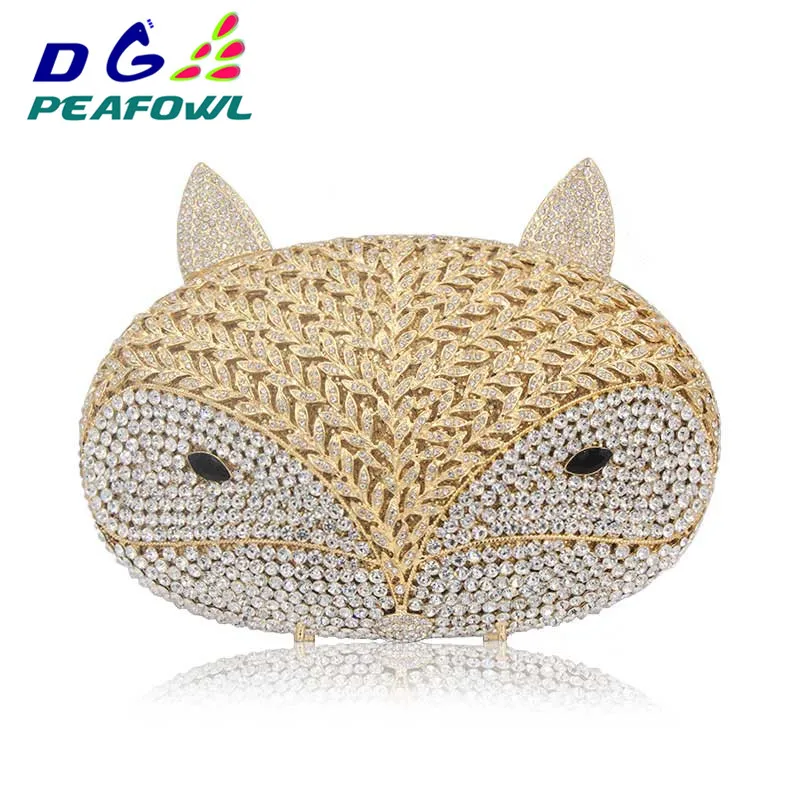 

Wedding Bag Day Clutches Luxury Crystal Evening Bag Animal Fox Diamond Party Purse Pochette Soiree Women Chain Handbags