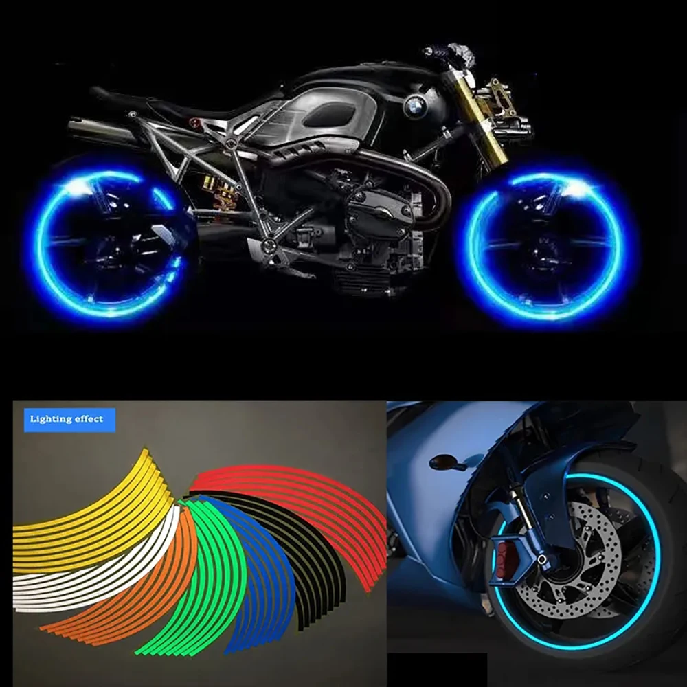 1 zestaw 16 sztuk naklejek na koła Odblaskowa taśma na felgi Naklejki motocyklowe do Hondy Kawasaki Z750 Z800 YAMAHA MT07