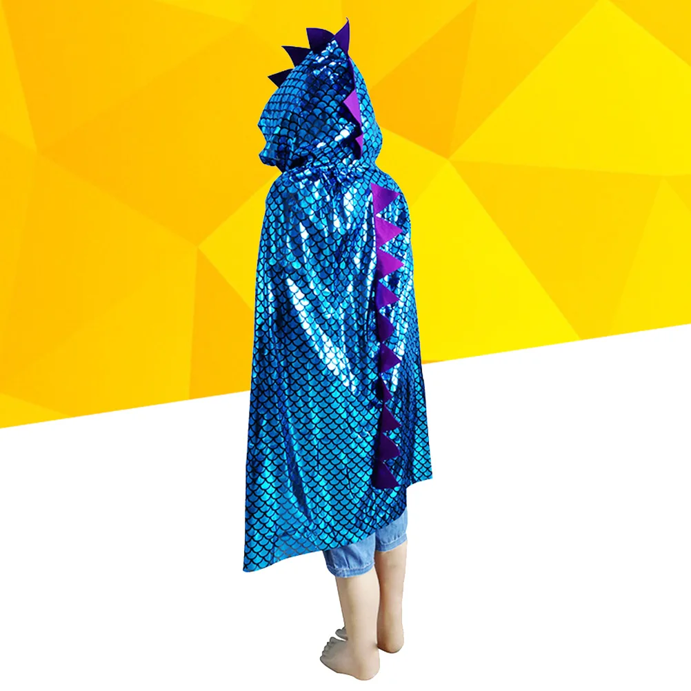 

110Cm Dinosaur Hooded Costume Cape Halloween Party Festival Role Play Dress Up Blue Capes For Costume Party
