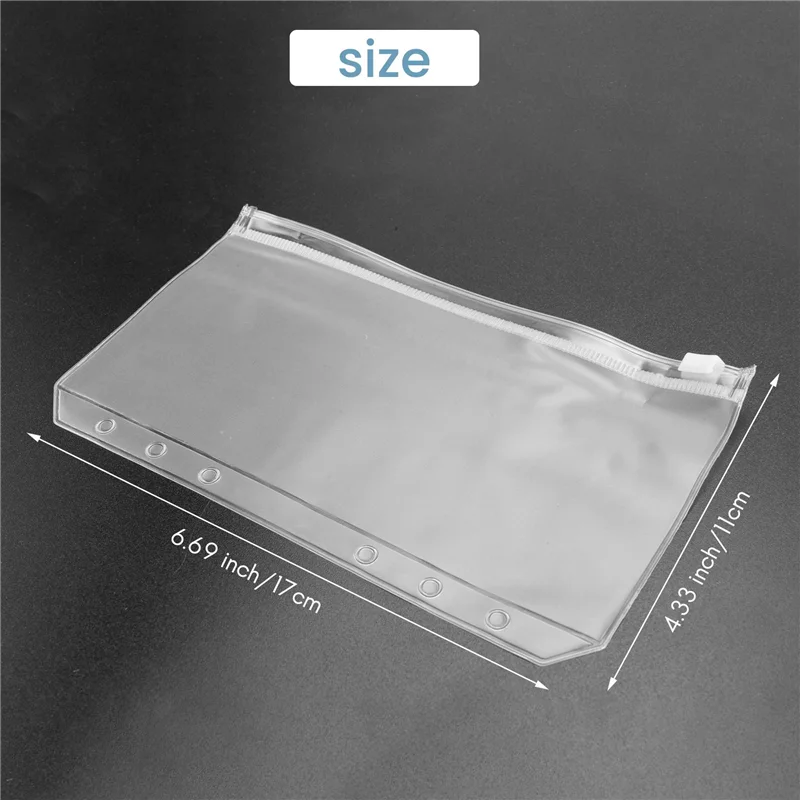 34 PCS 바인더 포켓 A6 크기 6 구멍 지퍼 바인더 파우치 폴더 6 링 바인더 용 투명 방수 PVC 루스 리프 가방