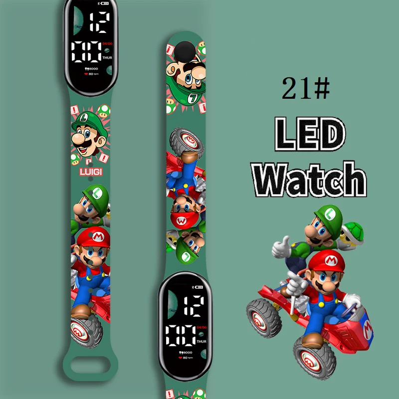 Super Mario Bros Children's Watches Anime Character Luigi Luminous Bracelet Watch LED Touch Waterproof Kids Digital Watch Gifts