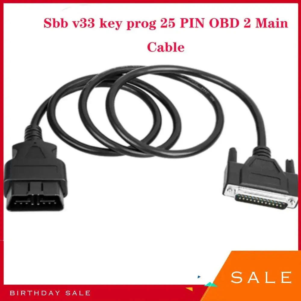 Universal 100Cm OBD2 16Pin To 25Pin Male OBDII Adapter Car Connector Extension Main Cable For SBB Key Programmer Tools
