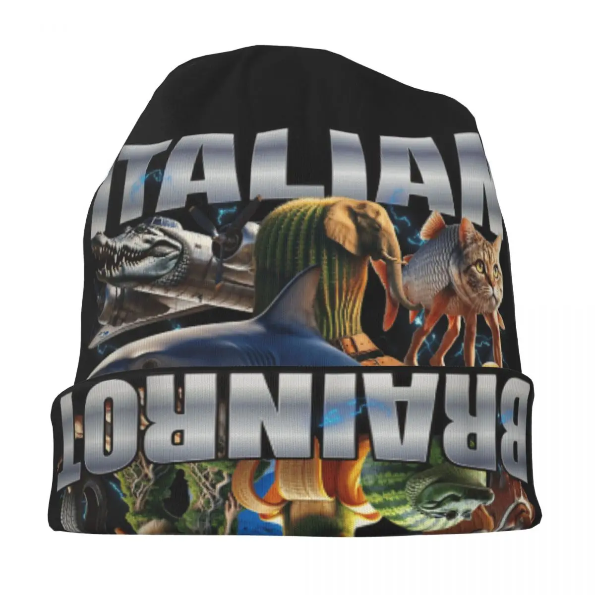 Tralalero Tralala قبعة الإيطالية Brainrot ميمي القوطي الخريف الشتاء في الهواء الطلق Skullies قبعة حريمي الصيف الدافئة رئيس التفاف بونيه القبعات #3