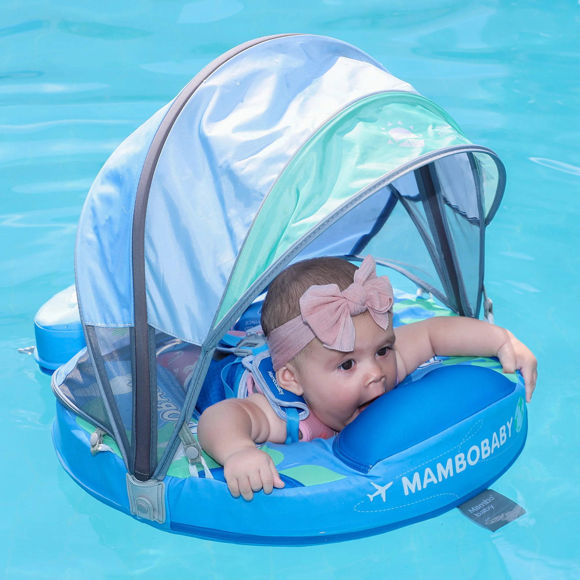 Mambobaby Add Tail Baby Swimming Float with Sun Canopy