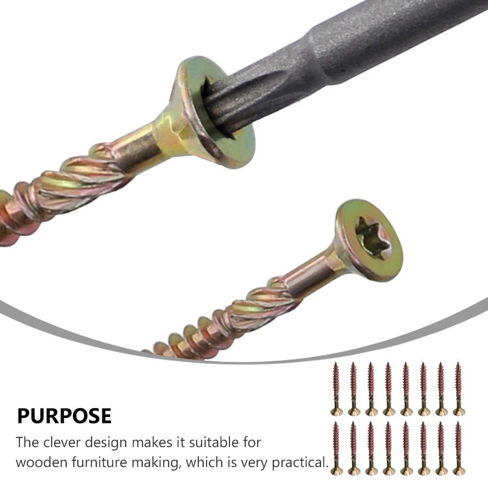 

100 Pcs Self Tapping Screws High Carbon Steel Wood Fasteners for Furniture Outdoor Household Stair Wooden Guardrail