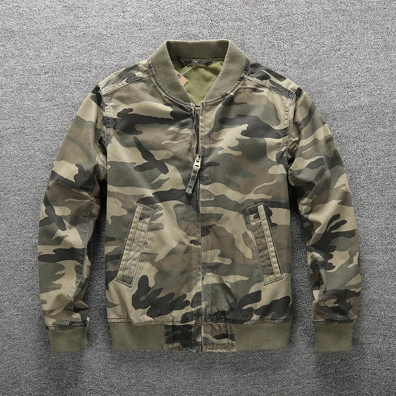 

Men's Casual Waed Thiened Cotton Jaet Loose Fit Camouflage Workwear Youth Mid-aged Spring Autumn Wear Breathable Long S...
